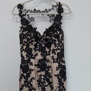 Oyisha Dress, Gown, Gold with Black Lace- Size 8